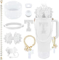 9PCS White for Stanley Cup Accessories Set Bling Initials Bow Charms for by Unknown