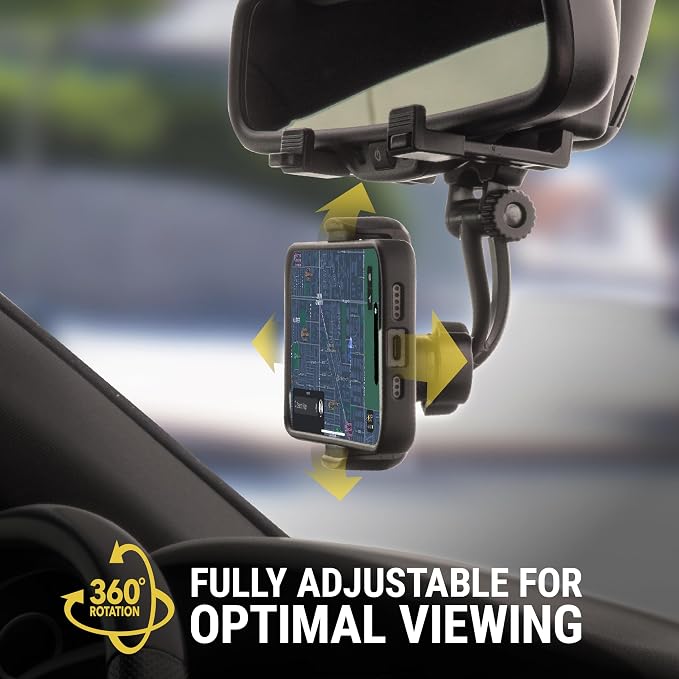 Scosche SUHRM Rear View Mirror Phone Holder, 360° Rotatable Rearview Mirror - Image 4