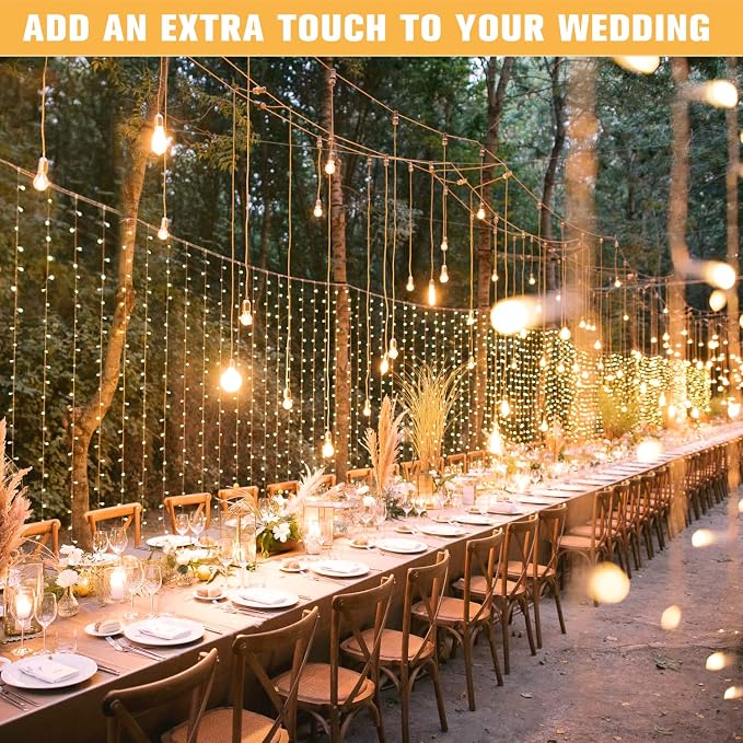 JMEXSUSS 600 LED Curtain Lights Outdoor, 9.5ft x 19.6ft Window Hanging Lights - Image 5