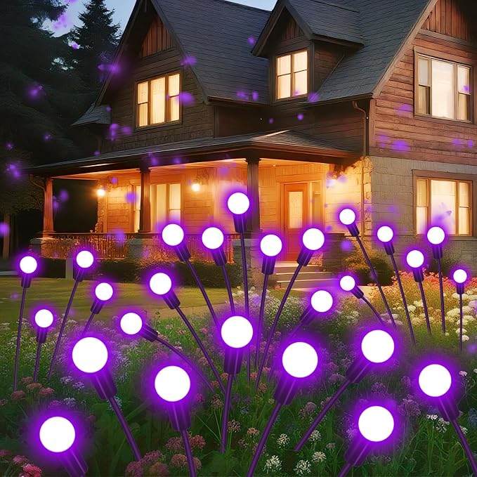 Slyuexu Solar Garden Lights Outdoor Waterproof, 2 Pack 16 LED Swaying Firefly by Slyuexu