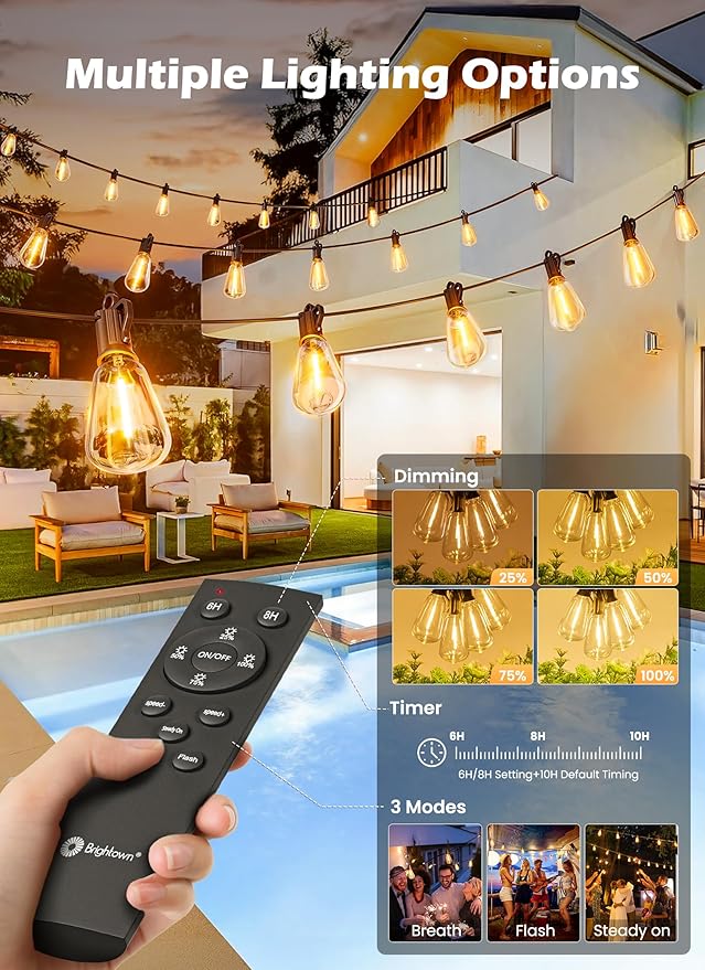 Brightown 108FT Solar String Lights Outdoor Waterproof - Image 6