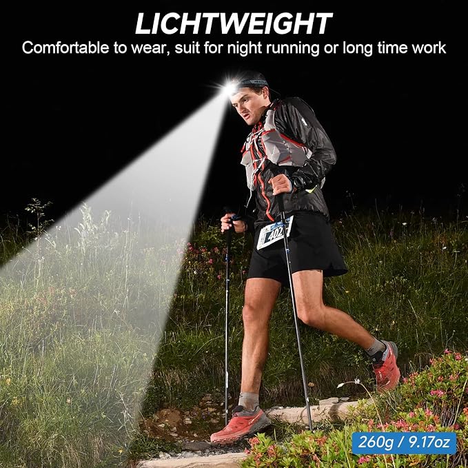 NiaoChao 2Pack Headlamp Rechargeable, 99000 LM Super Bright LED Head Lamp - Image 7