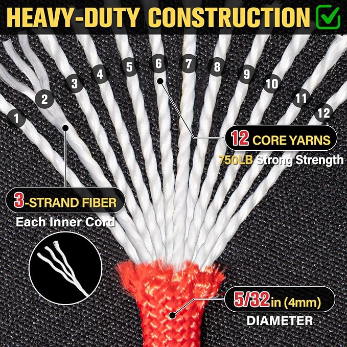 Paracord Rope 750 lb - 100ft 5/32" Parachute Cord 4MM 12-Strand para Cord - - Image 3