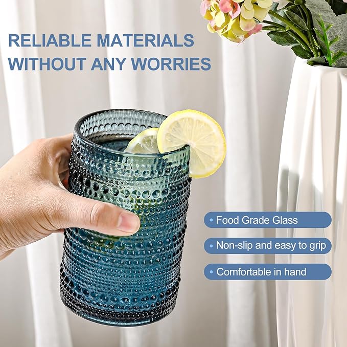 ZMOWIPDL Vintage Glassware Drinking Glasses Set of 12, Embossed Water Tumbler - Image 4