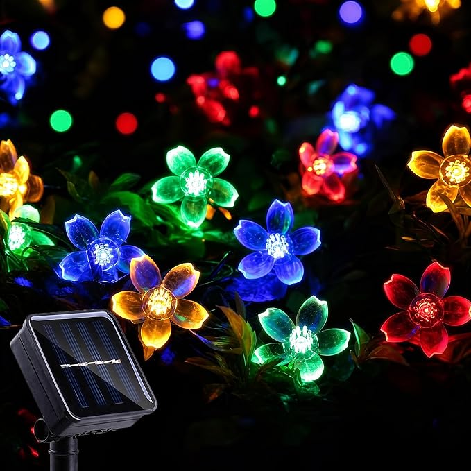 ITICdecor Solar Flower String Lights Outdoor Waterproof 50 LED Solar Powered by ITICdecor