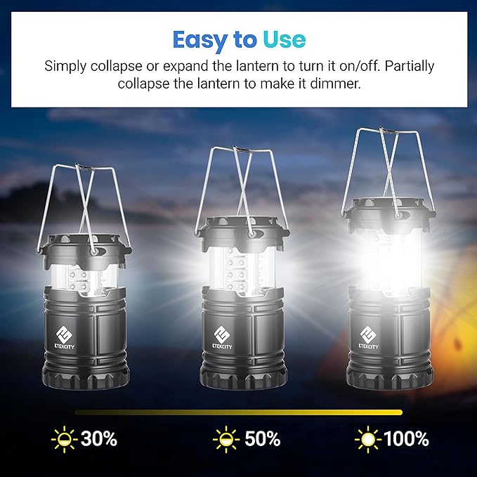 Etekcity Camping Lanterns for Power Outages 4 Pack, Flashlight for Camping - Image 4