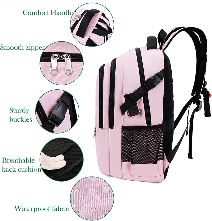 FENGDONG Large Laptop Backpack 17.3 inch Waterproof Travel College Backpack - Image 4