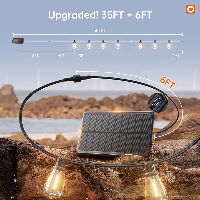 addlon 35FT Solar String Lights Outdoor, IP54 Waterproof Solar Powered - Image 7