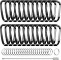 2.4" 24pcs Small Carabiner Clip Keychain, Aluminum D Ring Shape Clips by XIECHANEE