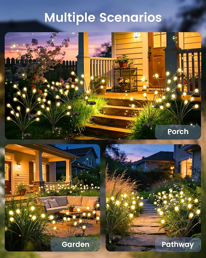 OZS 6 Pack Total 48 LED Solar Garden Lights Fairy Outdoor - Image 7