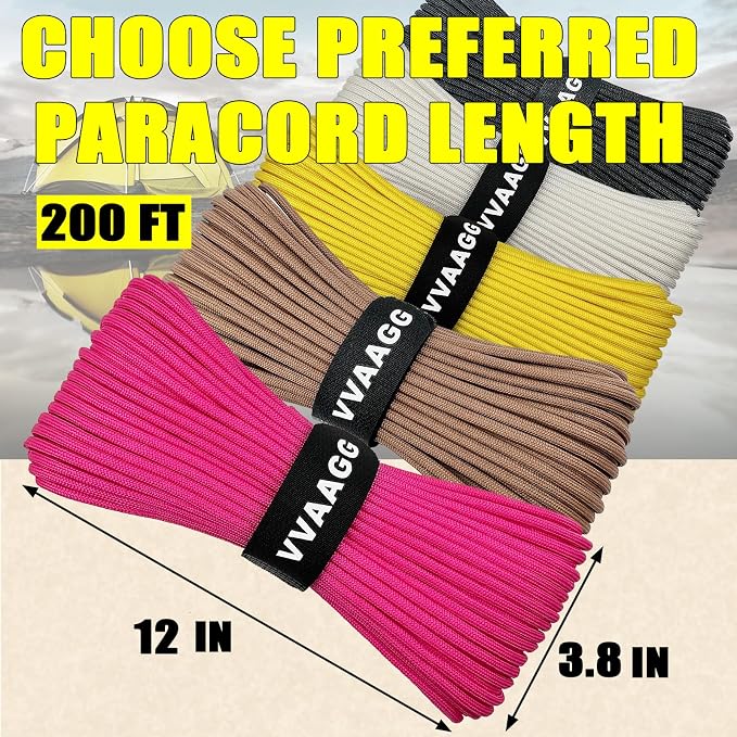 VVAAGG 1000 Pink Paracord 200FT Utility Parachute Cord 4mm Nylon String12 - Image 4