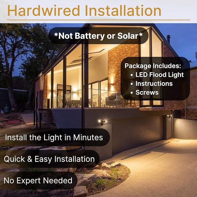 LED Black Motion Sensor 2-Light Bullet Flood Light- 3000K Adjustable Dual Head - Image 5