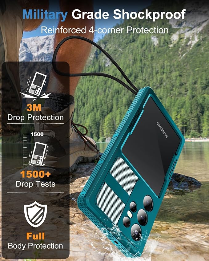 for Samsung Galaxy S23 Ultra Waterproof Case, Magnetic Heavy Duty Military - Image 4