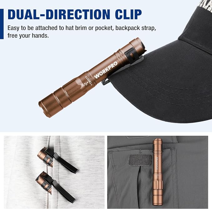 WORKPRO Rechargeable Pen Light, Mini Flashlight, 2 Pack Ultra-Compact EDC - Image 5