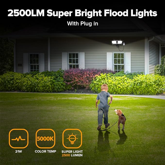 LUTEC 21W Plug in Motion Sensor Light Outdoor, Flood Lights Outdoor Motion - Image 2