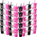 Willinglong 60 Pack Breast Cancer Awareness Gifts Plastic Cups by Willinglong