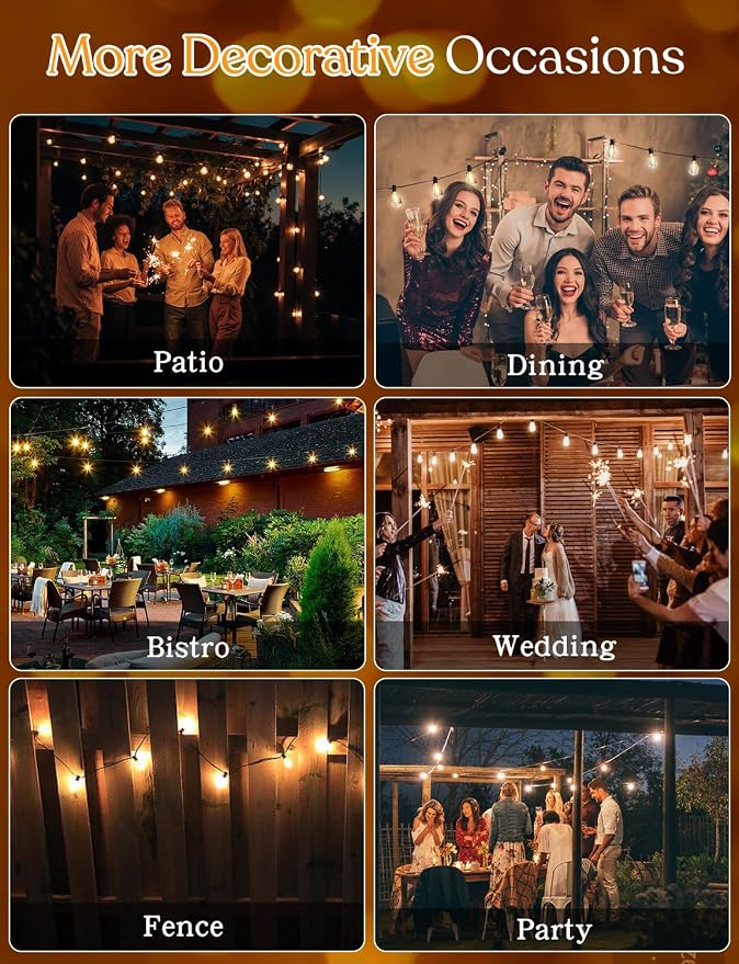 YOYONACY 200FT Outdoor Lights for Patio – Dimmable String Lights for Outside - Image 6