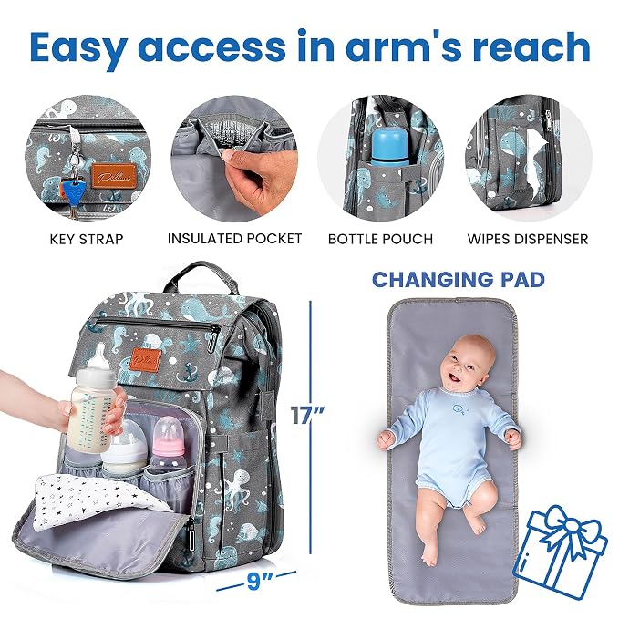 PILLANI Baby Diaper Bag Backpack - Image 3
