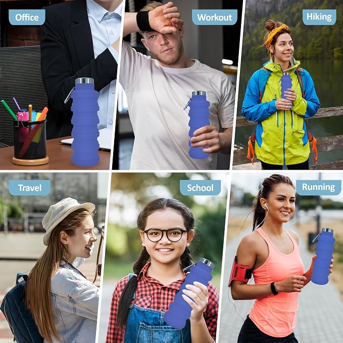 Collapsible Water Bottles 17oz, Odorless BPA-Free Silicone, Leak-Proof Foldable - Image 5