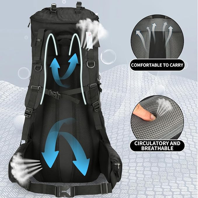 75L Hiking Backpack with Rain Cover Waterproof Camping Backpack Shoes Warehouse - Image 5