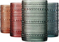 Khen Hobnail Beaded Highball Drinking Tumbler Glasses | Set of 4 | Color by Khen