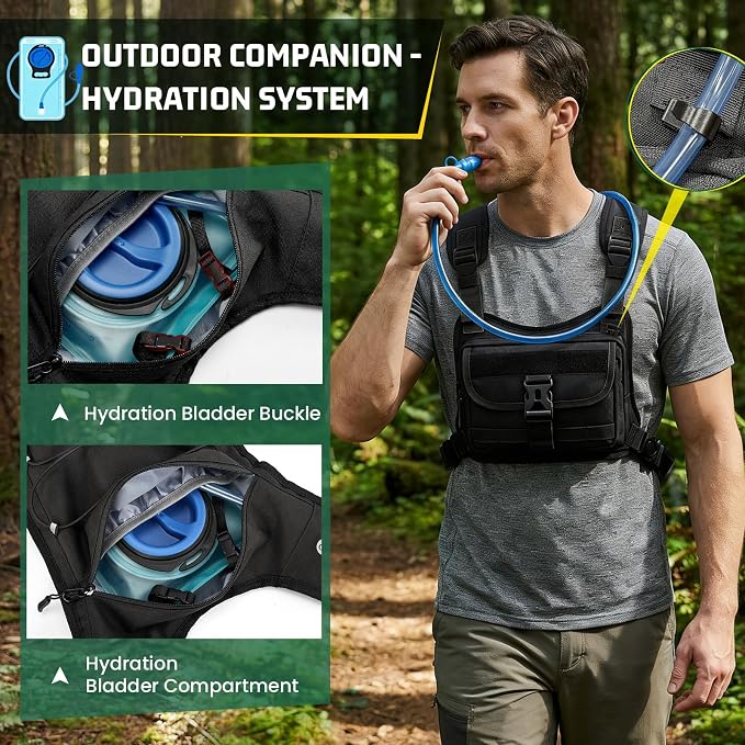 RAINSMORE Hydration Vest with 2L Water Bladder Lightweight Reflective Chest Pack - Image 3