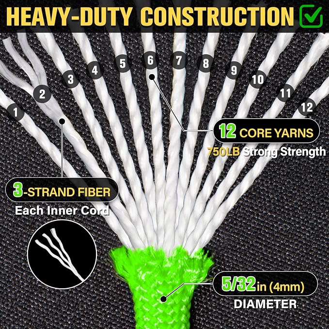 Paracord Rope 750 lb - 500ft 5/32" Parachute Cord 4MM 12-Strand para Cord - - Image 3
