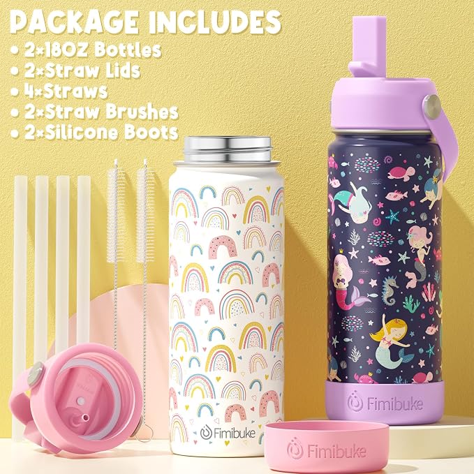 Fimibuke Kids Insulated Water Bottle, 18oz BPA FREE Kid Cup - Image 6