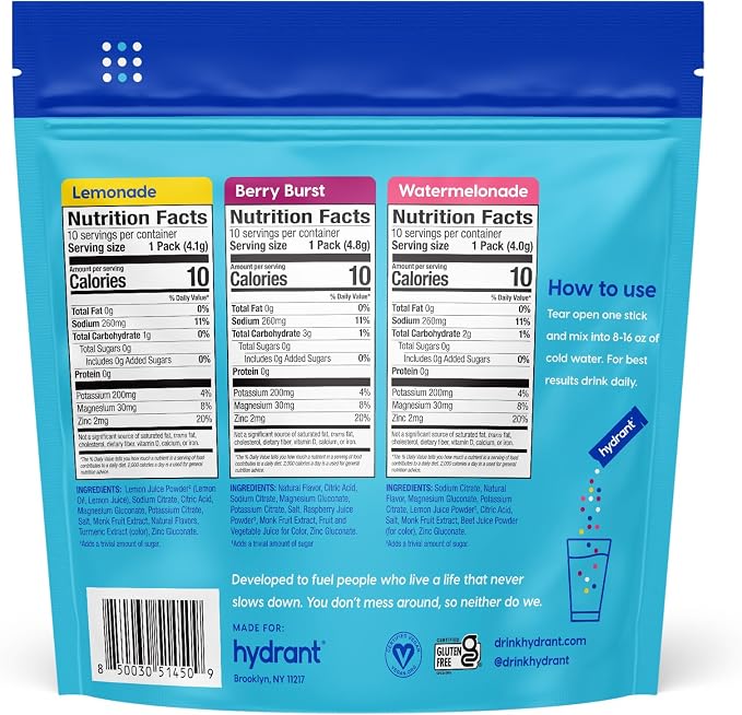 HYDRANT Hydrate Zero Sugar, Individual Hydration Electrolyte Powder Stick - Image 6