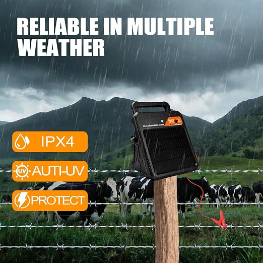 20 Mile Solar Electric Fence Charger, 0.4J Output Solar Fence Kit 10.2 KV Max - Image 6
