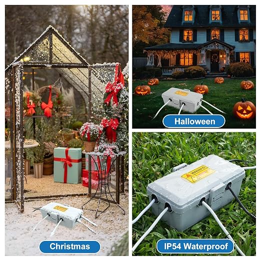 NineLeaf Outdoor Electrical Box, Weatherproof Connection Box w/6 Cable Entry - Image 2