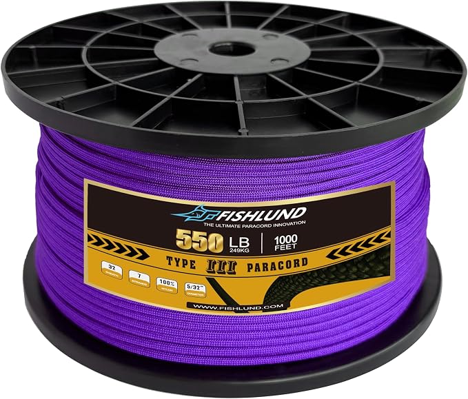 Paracord 550 lb, 7 Strand Paracord Rope 1000ft 4mm, Nylon Parachute Cord by FISHLUND