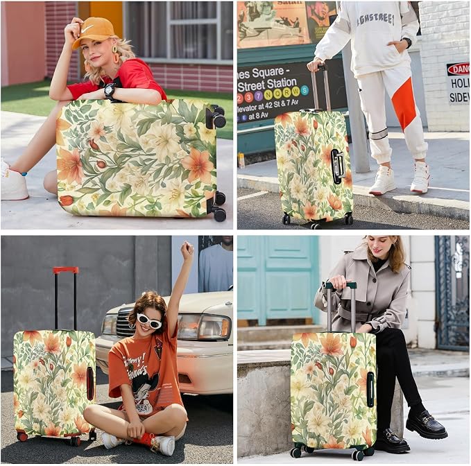ANNA QUEEN Floral Botanical Luggage Cover, Vintage Flower Suitcase Protector - Image 6