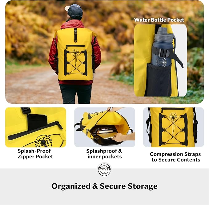 STOVER 5/10/25/30/40/55L Waterproof Dry Bag- Roll-Top Backpack w/Phone Case- - Image 5