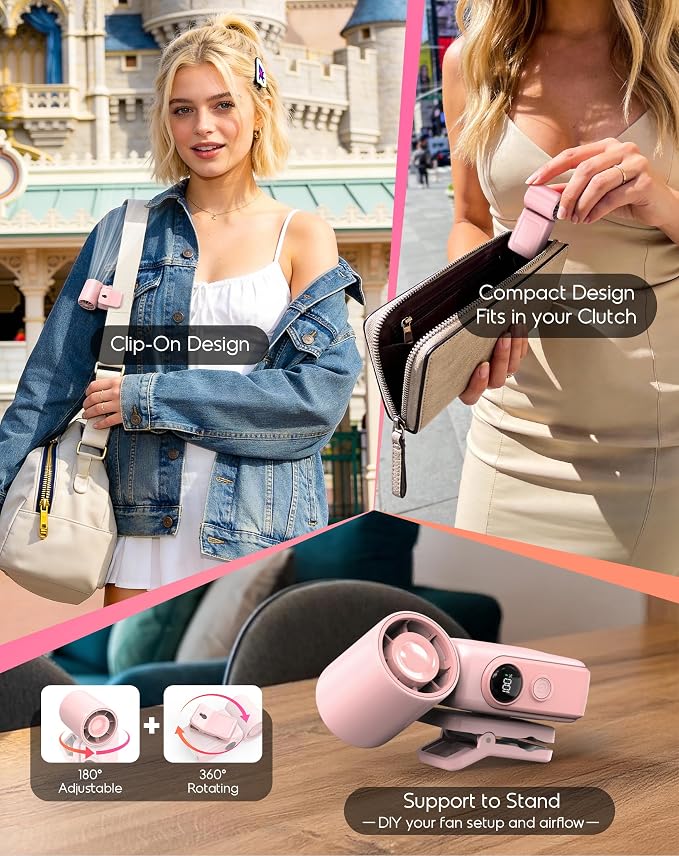 Portable Clip-On Mini Fan, Hands-Free, Turbo Personal Handheld Fans - Image 6