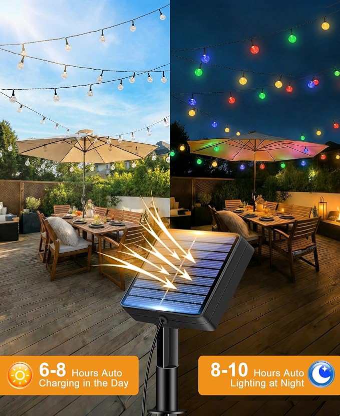 btfarm 2 Pack Solar String Lights Outdoor Waterproof, Total 98 FT 100 LED Solar - Image 3