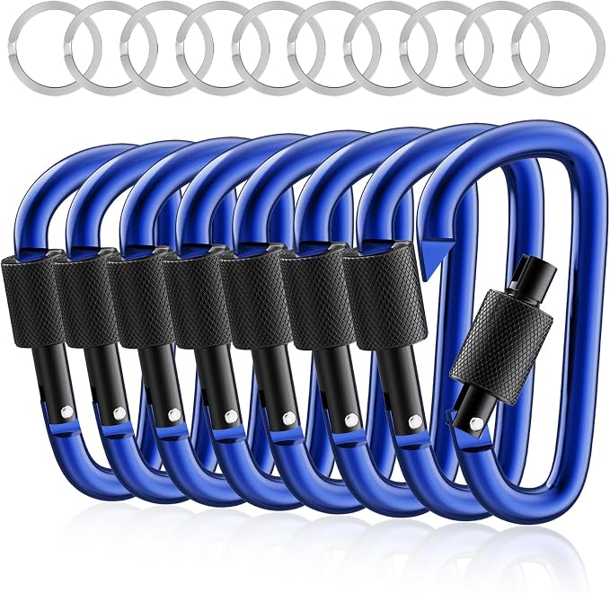 sprookber 3" Locking Carabiners | Keychain Carbineers D Ring Key Clip Spring by Sprookber