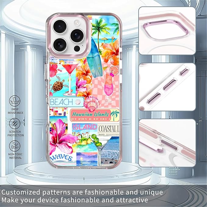 Case for iPhone 16 Pro Max, Coastal Beach Cover Coquette Collage Phone Case - Image 2
