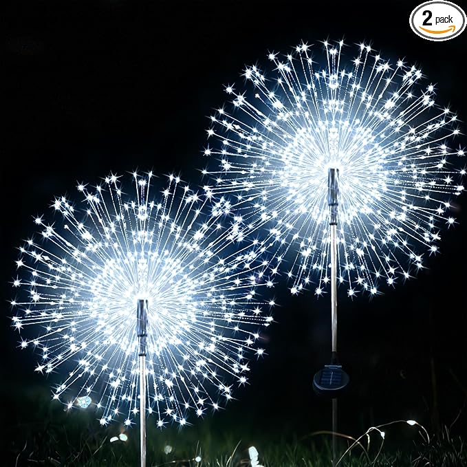 JJGoo Solar Firework Lights, 2 Pack 135 LEDs 2 Lighting Modes Solar Lights by JJGoo