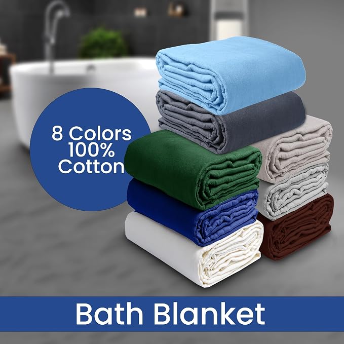 Linteum Textile 100% Cotton Hospital Patient Bath Blanket, Bed Bath Sheet - Image 6