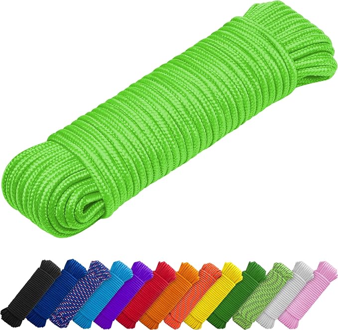 TECEUM Rope – 90 Feet x 1/4 Inch – Neon Green – Strong All-Purpose Utility Rope by TECEUM
