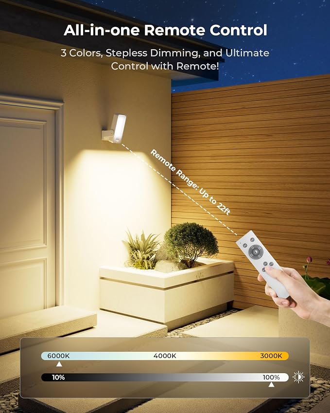 Motion Sensor Outdoor Light, 10000mAh Rechargeable Battery Operated Outdoor - Image 4