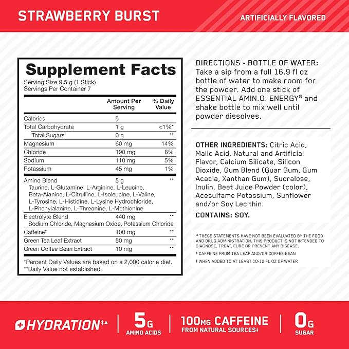 Optimum Nutrition Essential Amino Energy Plus Electrolytes Stick Packs - Image 3