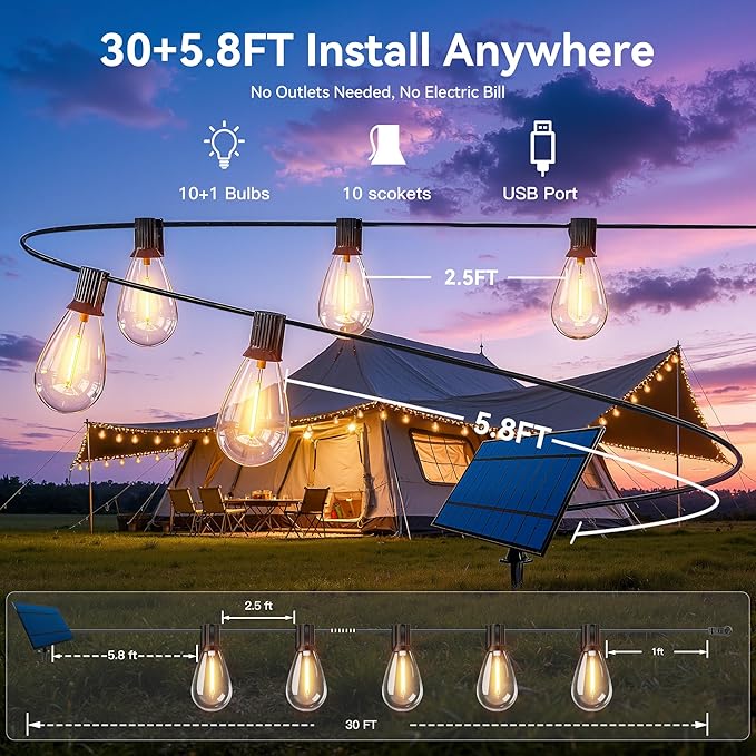 Ollny S11 30FT Solar String Lights Outdoor - Image 3