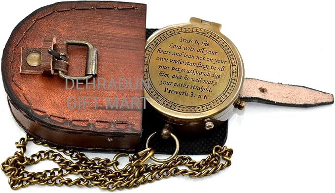 Handmade Vintage Brass Engraved Compass - Image 6