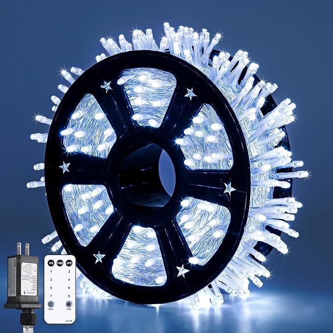 JMEXSUSS 800 LED White Christmas String Lights Outdoor, String Twinkle Lights by JMEXSUSS