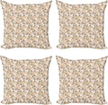 Ambesonne Leaf Decorative Throw Pillow Case Pack of 4, Floral Abstract Pattern by Ambesonne