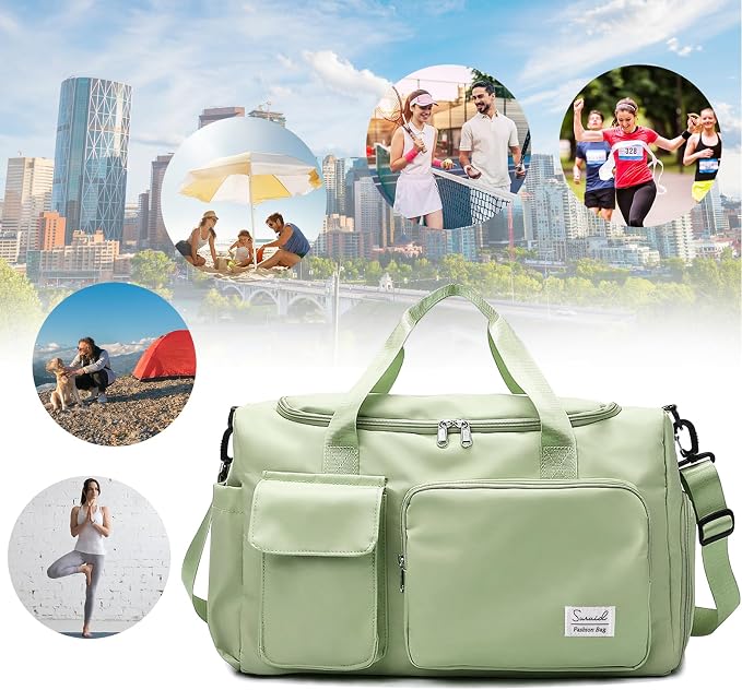 Suruid Travel Duffel Bag with Shoes Compartment Sports Gym Bag with Dry Wet - Image 8