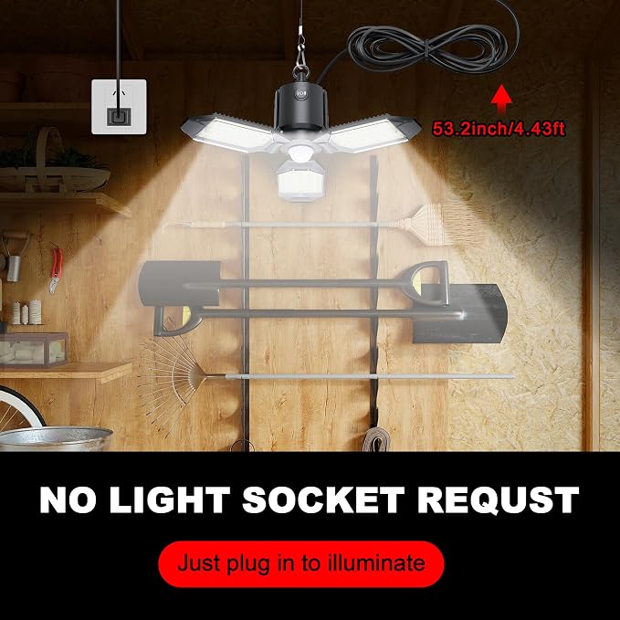 Plug in Garage Light Motion Sensor, 80W 8000LM Motion Sensor Lights Indoor - Image 4