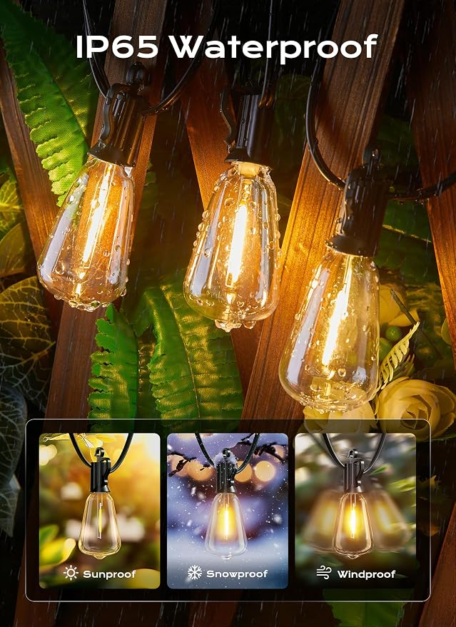 Brightown Outdoor String Lights, 50FT 25+2 LED ST38 LED Patio Lights - Image 3